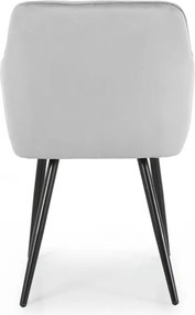 Sada šiestich jedálenských stoličiek DIAMANTE zamatové, sivé / čierne nohy (6 ks)
