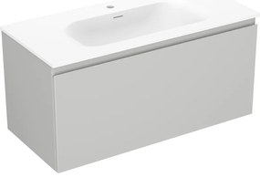 Mexen Orio, kúpeľňová skrinka 100 cm s umývadlom Vela, 1 zásuvka, šedá matná/biela matná, 91A10-10047-1-BF62-W23M01