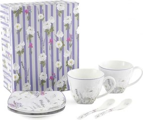 HOME ELEMENTS Porcelánová šálka a podšálka 2 x 250 ml, Levanduľa