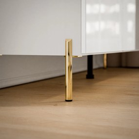 KOMODA NESSIE 2 TROJDVEROVÁ BIELY LESK + ZLATÁ 140 cm