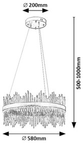 Rabalux 72227 - LED Luster na lanku MABEL LED/36W/230V 3000/4000/6000K zlatá
