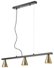 Redo 01-2218 - Luster na lanku ZUMA 3xGU10/15W/230V čierna/zlatá