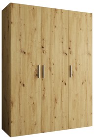 Šatníková skriňa 150 cm Borry 1 (dub artisan + strieborná). Akcia -20%. Vlastná spoľahlivá doprava až k Vám domov. 1125757