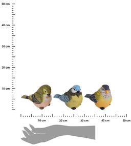 Záhradná figúrka z polistone Birds, sada 3ks, 9 cm, viacfarebná