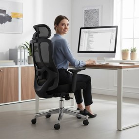 Kancelárska ergonomická stolička Neoseat TIYA — čierna, nosnosť 150 kg