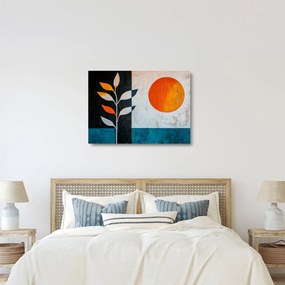 Sklenený obraz - Abstrakcia rastliny a slnka (70x50 cm)