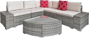 Rohová ratanová súprava Avenberg AZURE - šedá/béžová