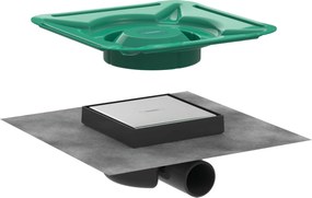 Hansgrohe RainDrain Spot, podlahová odtoková súprava, mriežka 150/150, dlažba zozadu krytu, kartáčovaná nerezová oceľ, HAN-56112800
