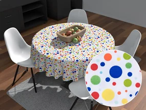 Biante Detský bavlnený okrúhly obrus Sandra SA-006 Farebné bodky na bielom Ø 120 cm