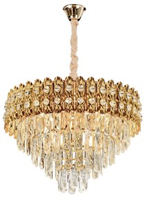 Toolight Toolight, krištáľové závesné svietidlo 60cm, 8xE14, G058-CP, zlatá, OSW-08992