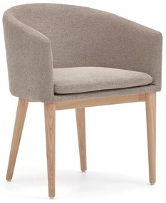 Béžové čalúnené jedálenské kreslo s podrúčkami Harlan – Kave Home