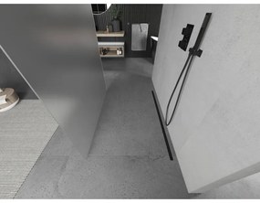 Mexen Kioto, priechodná sprchová zástena 100 x 200 cm, 8mm sklo námraza, 2x čierna stabilizačná rozpera, 800-100-002-70-30
