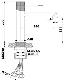 Sapho - Umývadlová batéria SOLARIS 20 cm matná čierna