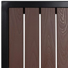 Set 2 záhradných stoličiek HWC-J95, hliník imitácia dreva - rám čierna, tmavo hnedá