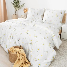 Goldea flanelové posteľné obliečky - harmanček 140 x 220 a 70 x 90 cm