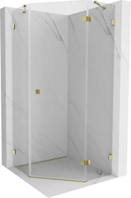 Mexen Lunar, päťuholníkový sprchový kút naklápací vpravo 80 x 80 cm, 8mm číre sklo, zlatý profil, 831-080P-080L-50-00-P