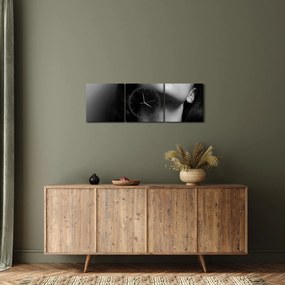 Obraz - Portrét ženy s červeným rúžom (s hodinami) (90x30 cm)