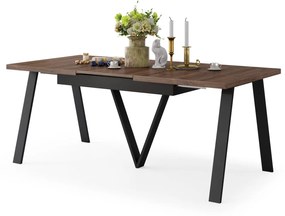 AVERY Hnedý dub / čierna spodná časť - LOFTOVÝ / PRIEMYSELNÝ STÔL DO OBÝVAČKY/ JEDÁLNE ROZKLADACÍ DO 330 cm!