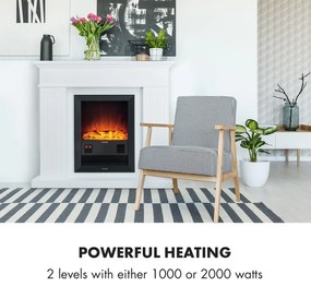 Klarstein Chamonix, elektrický krb, ventilátor, 2000 W, týždenný časovač, diaľkové ovládanie, biely