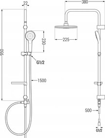 Mexen Erik sprchový set s dažďovou sprchou a sprchovou batériou Lynx, čierna matná, 745940205-70
