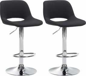 2x Barová stolička Camden - látka, chróm - Čierna