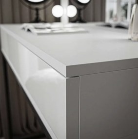Toaletný stolík  BIANCO, čierno - biely lesk so zrkadlom a osvetlením Druh: Systém Push-to-open