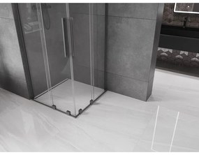 Mexen Velar L Duo, sprchový kút s posuvnými dverami 100 x 100 cm, 8mm číre sklo, brúsený grafit, 871-100-100-02-03-95