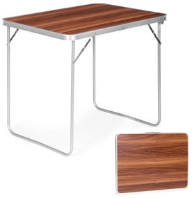 Turistický stolík, piknikový stôl, skladacia doska, 80x60 cm, hnedá