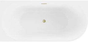 Mexen Mia, voľne stojaca rohová vaňa ľavá 160 x 80 cm, biela, zlatý matný prepad, 52691608000L-55