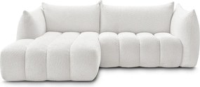 Biela rohová pohovka z textílie buklé (ľavý roh/s leňoškou) Azra – Bobochic Paris