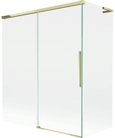 Mexen Rox, L posuvná 2-krídlová vaňová zástena 140 + 70 x 150 cm, 8mm číre sklo, zlatý lesklý profil, 8C9L-140-070-50-00