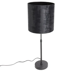 Stolná lampa čierna s tienidlom z čierneho zamatu 25 cm nastaviteľná - Parte