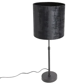 Stolná lampa čierna s tienidlom z čierneho zamatu 25 cm nastaviteľná - Parte