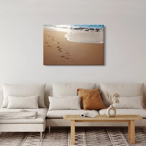 Obraz - stopy v piesku a more (90x60 cm)