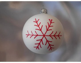 Vianočná guľa 8 cm dekor vločka/stromček SET/6ks - červená vločka