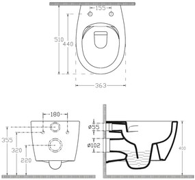 ISVEA SENTIMENTI, závesná WC misa, Rimless, 36x51cm, biela, 10AR02012