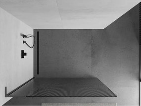 Mexen Kioto L, sprchová zástena Walk-In 70 x 200 cm, 8mm sklo s rebrovým vzorom, grafitový profil, 800-070-103-95-09