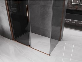 Mexen Velar, sprchový kút s posuvnými dverami 140 x 70 cm, 8mm šedé sklo, ružové zlato, 871-140-070-41-60