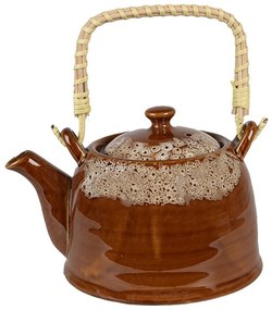 Hnedobiela porcelánová kanvička na čaj - 14*12*12 cm / 0,75L