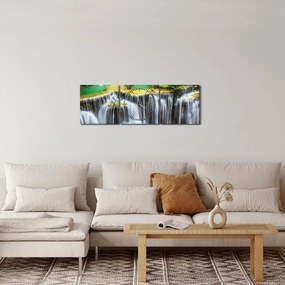 Obraz - Výhľad na kúzelné vodopády (s hodinami) (90x30 cm)