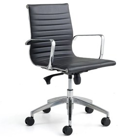 Kancelárska stolička SALFORD, nízke operadlo, koženka, čierna