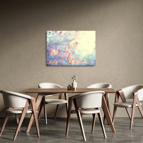 Sklenený obraz - Lístky v ľade (70x50 cm)