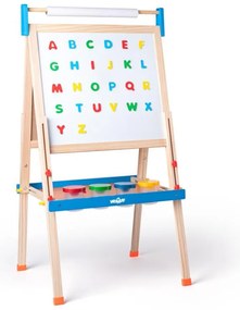 Tabuľa "ABC" s písmenami, s rolkou papiera a téglikmi