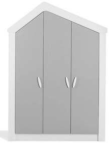 Šatníková skriňa 3D s osvetlením Boom - biela/šedá