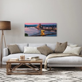 Obraz - Panorama mesta, Budapešť, Maďarsko (120x50 cm)