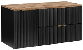 Závěsná skříňka pod umyvadlo Casad s deskou 120 cm dub wotan/černá