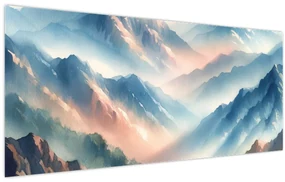 Obraz - Akvarelové hory (120x50 cm)