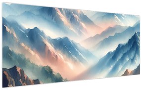 Obraz - Akvarelové hory (120x50 cm)