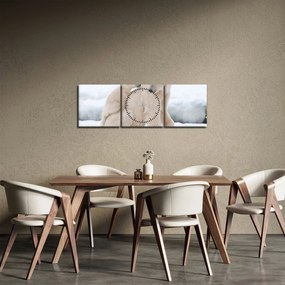 Obraz - Ľadové medvede (s hodinami) (90x30 cm)