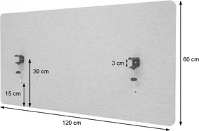 Akustický panel na stôl HWC-G75 - dvojstenná látka/textil - 60x120 - hnedo-sivá